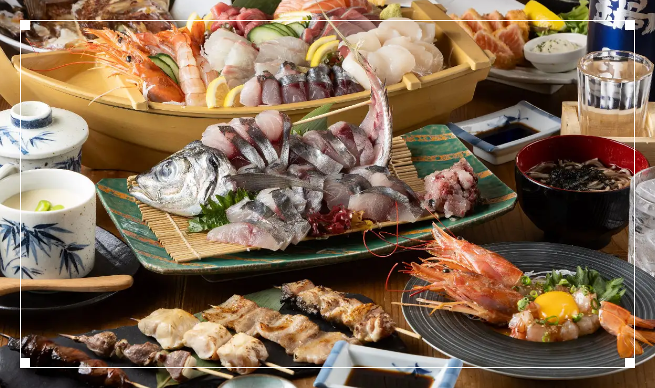 鮮魚と炭焼き串が堪能できるコース